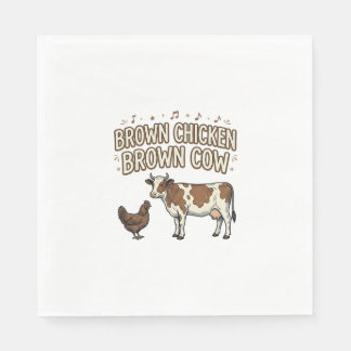 Braunes Huhn Braune Kuh Lustiges Bauernhof-Shirt-D Serviette