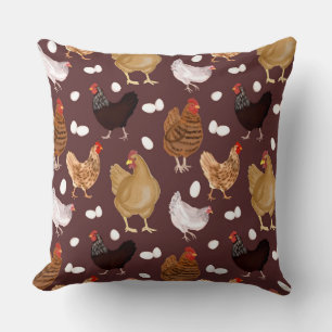 Braunes Huhn und das Eiermuster Kissen