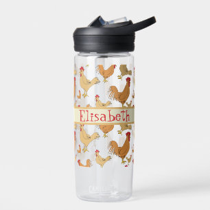 Braunes Hühnchen Design Personalisierte Wasserflas Trinkflasche