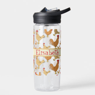 Braunes Hühnchen Design Personalisierte Wasserflas Trinkflasche