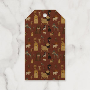 Braunes Hundemuster. Geschenkanhänger