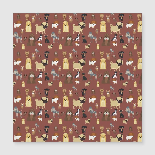 Braunes Hundemuster. Magnetkarte (Vorderseite)