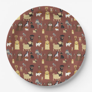 Braunes Hundemuster. Pappteller
