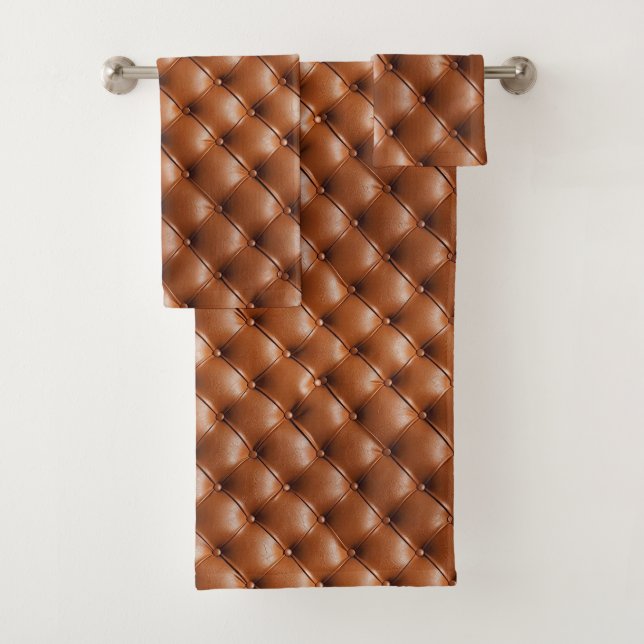 Braunes Imitat Leder (Lederlook) Badhandtuch Set (Insitu)