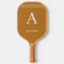 Braunes individuelles Monogramm und Name  Pickleball Schläger