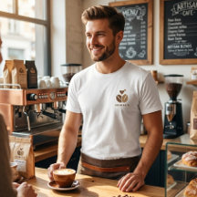 Braunes Kaffeebohnen-Herz-Logo-Cafe-Mitarbeiter He