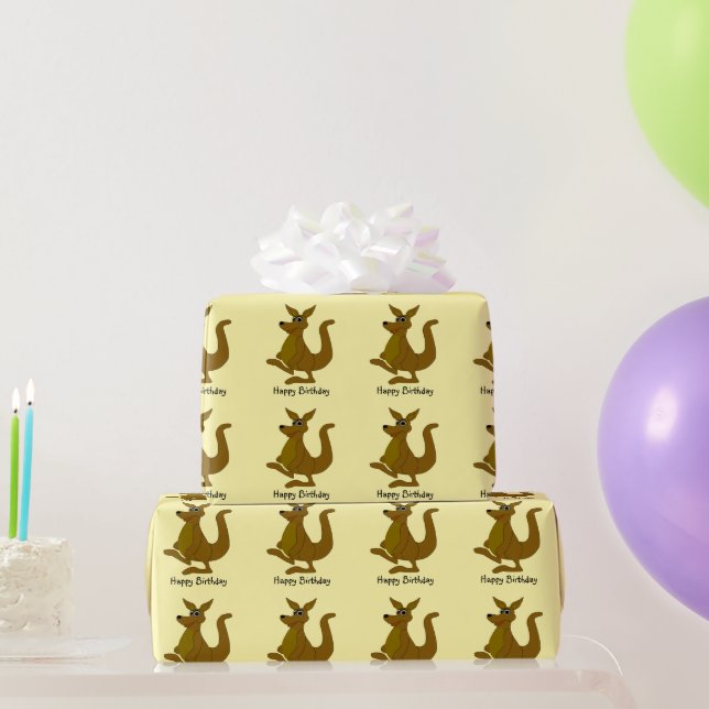Braunes Känguru Geschenkpapier in jeder Hintergrun (Partygeschenke)