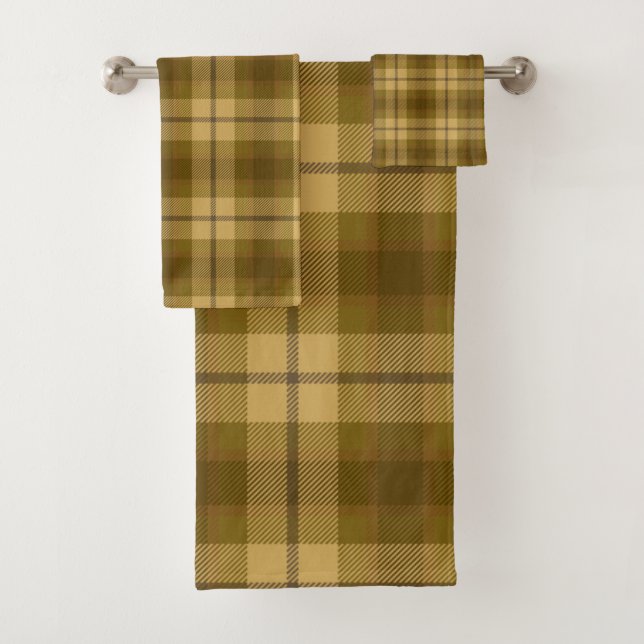 Braunes Kariertes Muster Badhandtuch Set (Insitu)