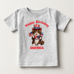 Braunes Kätzchen (1g) Patriotisches Kinder T-Shirt