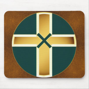 Braunes Kreuz mit Aquamariner Hintergrundmousepad Mousepad