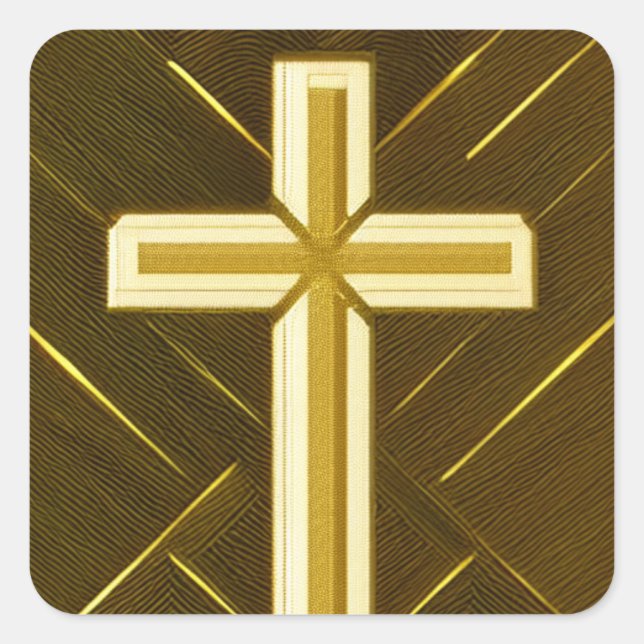 Braunes Kreuz mit texturiertem Hintergrund Quadratischer Aufkleber (Vorderseite)