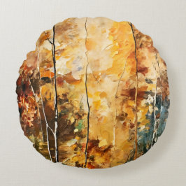 Braunes Leaf Natur Stille Abstrakte Kunst Rundes Kissen