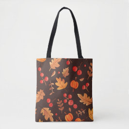 Braunes Leaf und Berry-geflecktes Muster Tasche