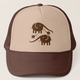 Braunes Leder aussehen Elephant Illustration Truckerkappe