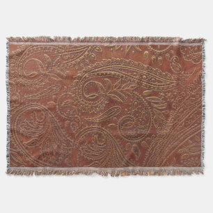 Braunes Leder, gearbeitete Blumenmuster. Decke