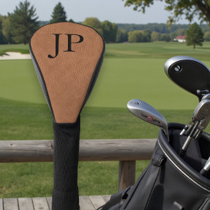 Braunes Leder-Look Monogramm Golf-Geschenk Golf Headcover