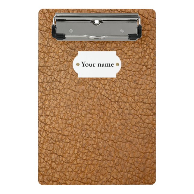 Braunes Leder  Mini Klemmbrett (Vorderseite)