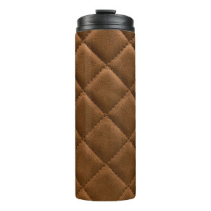 Braunes Leder, Rhombus-Muster zeichnend Thermosbecher