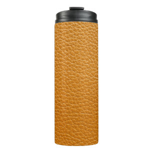 Braunes Leder, Textur-Hintergrund geschlossen. Thermosbecher