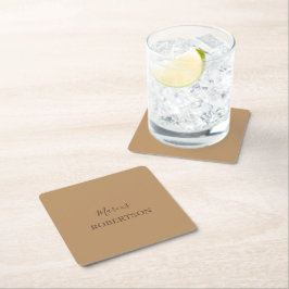 Braunes Monogramm Kalligrafie minimalist professio Rechteckiger Pappuntersetzer