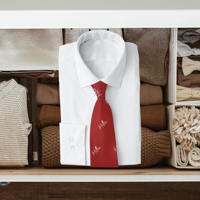 Braunes Namensmuster moderne Schrift Krawatte (Von Creator hochgeladen)