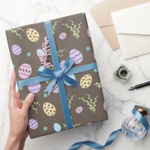 Braunes Oster-Geschenkpapier mit Ostereiern Geschenkpapier