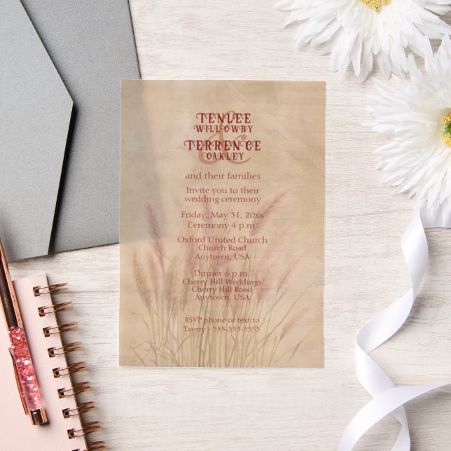 Braunes Pampasgras auf texturiertem Hintergrund Ho (Hochzeit)