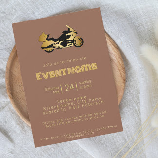 Braunes Party zum Thema Motorcy Einladung