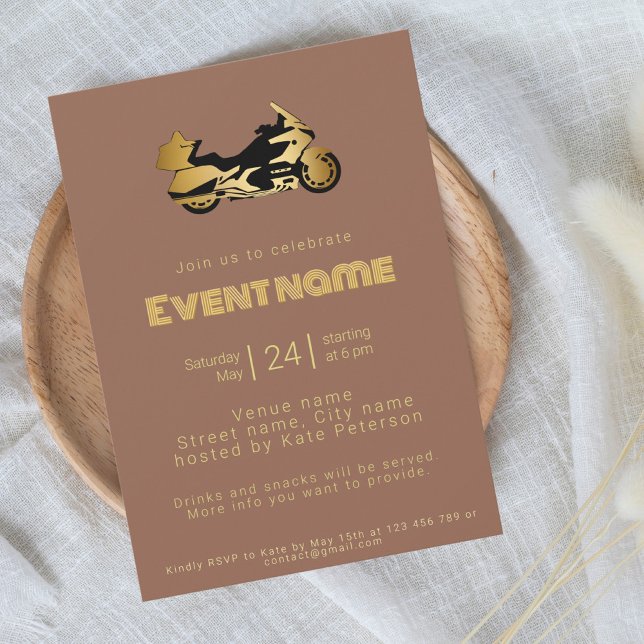 Braunes Party zum Thema Motorcy Einladung (Von Creator hochgeladen)