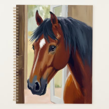 Braunes Pferd Aquarell Tier Land Scheune
