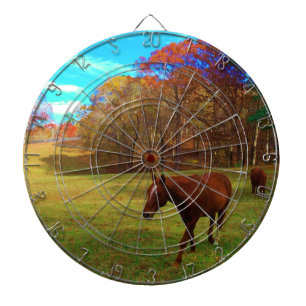 Braunes Pferd in einem Rainbow-farbenen Feld Dartscheibe