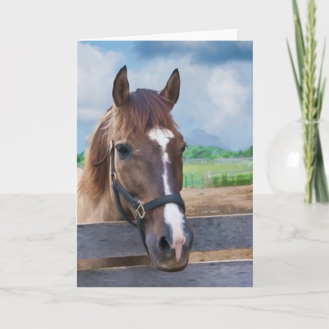 Braunes Pferd mit Bridle Note oder Grußkarte Karte (Vorderseite)