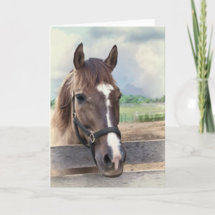 Braunes Pferd mit Bridle Note oder Grußkarte Karte