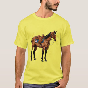 Braunes Pferd mit Sattel T-Shirt