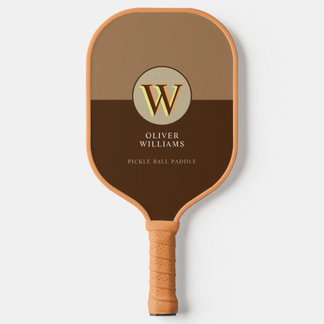 Braunes Pickleball-Paddel mit 2 Tonen und Name Pickleball Schläger (Vorderseite)