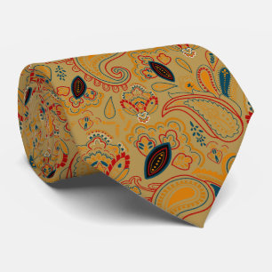 braunes retro-ethnisches vintage-paisley-blumenmus krawatte