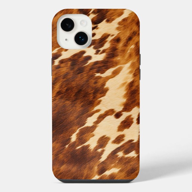 Braunes Rindfleder iPhone 14 Plus Hülle (Rückseite)