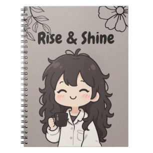 Braunes Rise & Shine Notizbuch Notizblock