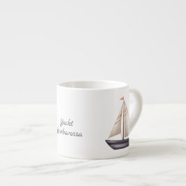 Braunes Segelboot und Name Espressotasse