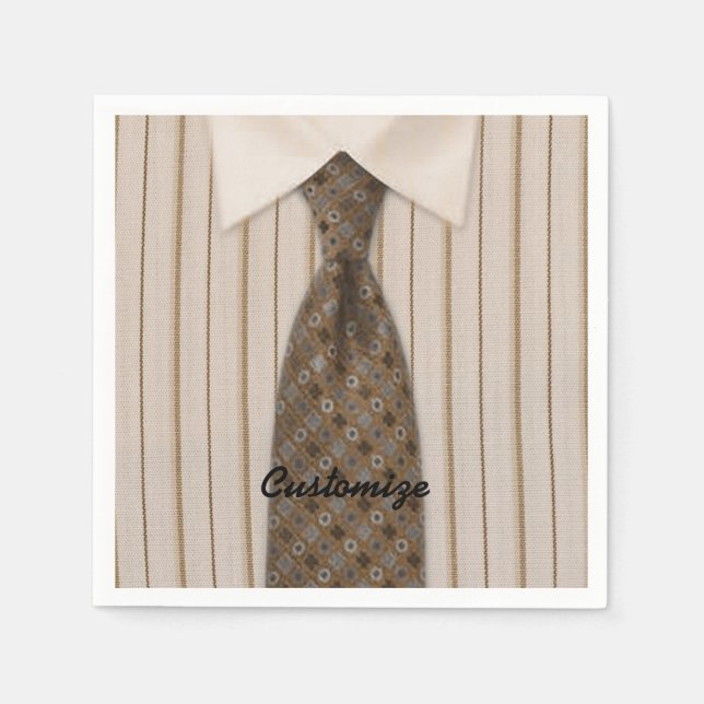 Braunes Shirt und Krawatte Mens Anzug Napkins Serviette (Vorderseite)
