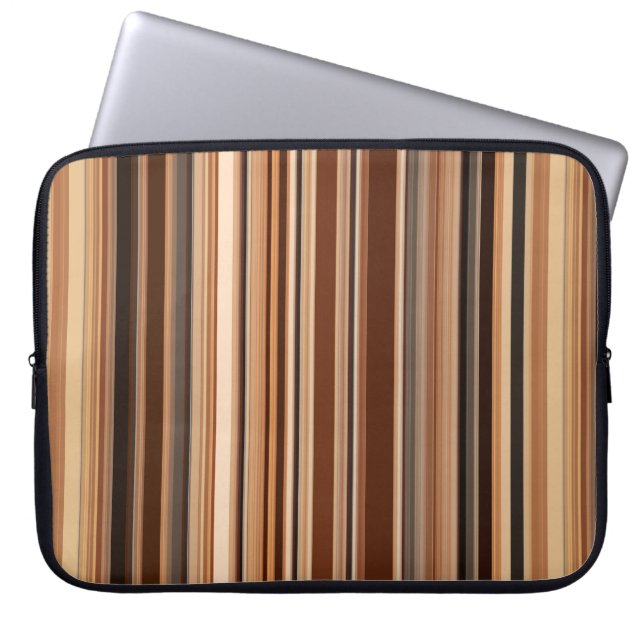 Braunes Streifenmuster Laptopschutzhülle (Vorderseite)