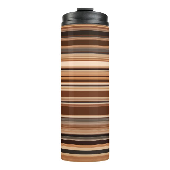 Braunes Streifenmuster Thermosbecher (Vorderseite)