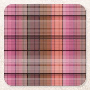 Braunes Tartan Rechteckiger Pappuntersetzer