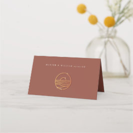 Braunes Terracotta Sonnenuntergang Logo Platzkarte