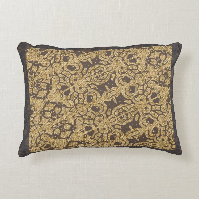 Braunes Textil-Musterdesign Dekokissen (Vorderseite)