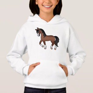 Braunes Trabrennpferd Süße Cartoon-Illustration Hoodie