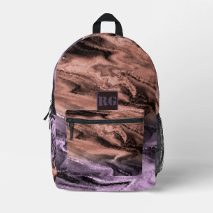 Braunes und beige verschwommenes Kristallmuster Bedruckter Rucksack