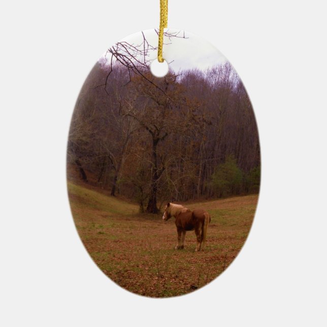 Braunes und blondes Pferd auf einem Feld Keramikornament (Vorne)