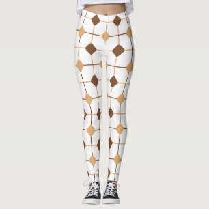 Braunes und gelbes nahtloses geometrisches Muster Leggings