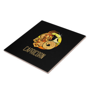 Braunes und goldenes Capricorn-Zodiakzeichen schwa Fliese